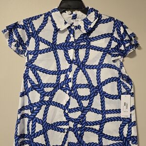 Blue Rope Pattern Blouse